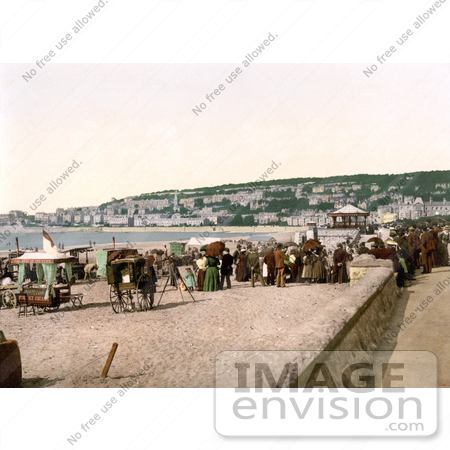 #22194 Historical Stock Photography of Vendor Carts on the Beach at Weston-super-Mare North Somerset England UK by JVPD