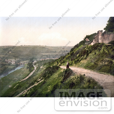 #22196 Historical Stock Photography of a View From Castle Hill on the River Torridge and Torrington Devon England UK by JVPD