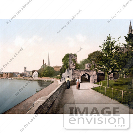 #22212 Historical Stock Photography of Two Women Strolling on the Promenade in Worcester Worcestershire West Midlands England by JVPD