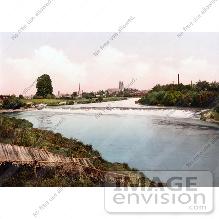 #22221 Historical Stock Photography of the Diglis Weir on the Severn River in Worcester Worcestershire West Midlands England by JVPD
