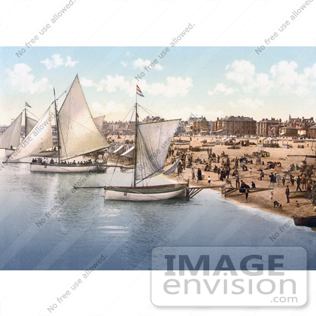 #22222 Historical Stock Photography of Yachts Starting Off From the Beach in Yarmouth Norfolk England UK by JVPD