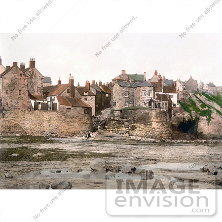 #22225 Historical Stock Photography of Waterfront Houses on Robin Hood’s Bay in Bay Town Whitby North Yorkshire England UK by JVPD