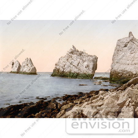 #22230 Historical Stock Photography of The Lighthouse on The Needles on the Alum Bay Isle of Wright England UK by JVPD