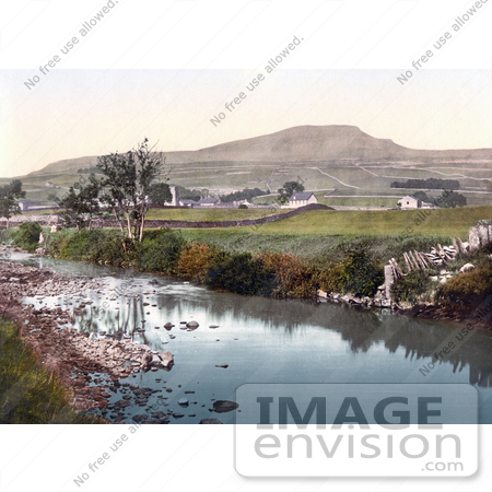 #22241 Historical Stock Photography of the River Ribble at Horton Near the Pennyghent Mountain in North Yorkshire England by JVPD