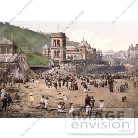 #22242 Historical Stock Photography of the Beach at Scarborough North Yorkshire England UK by JVPD