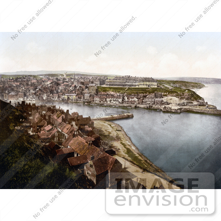 #22244 Historical Stock Photography of a View From East Cliff on Whitby North Yorkshire England UK by JVPD