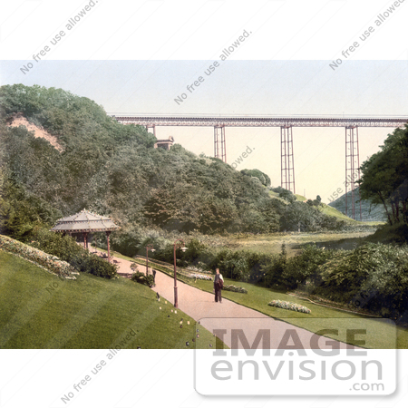 #22245 Historical Stock Photography of the Path Through the Gardens Near the Viaduct in Saltburn-by-the-Sea Redcar and Cleveland North Yorkshire England UK by JVPD