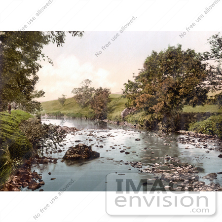 #22247 Historical Stock Photography of the River Ribble Flowing Through Horton North Yorkshire England by JVPD