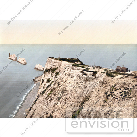 #22254 Historical Stock Photography of The Needles on Alum Bay Isle of Wight England UK by JVPD