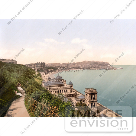 #22274 Historical Stock Photography of a View of Scarborough From the South Cliff Promenade North Yorkshire England UK by JVPD