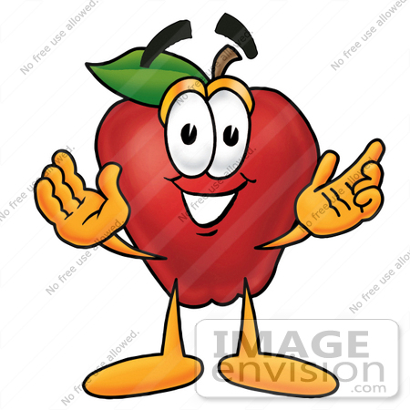 #22353 Clip art Graphic of a Red Apple Cartoon Character With Welcoming Open Arms by toons4biz