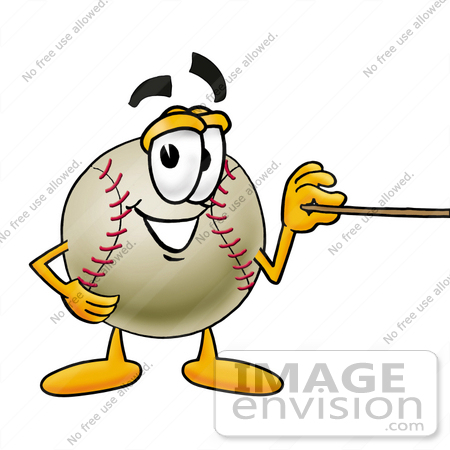 #22363 Clip art Graphic of a Baseball Cartoon Character Holding a Pointer Stick by toons4biz