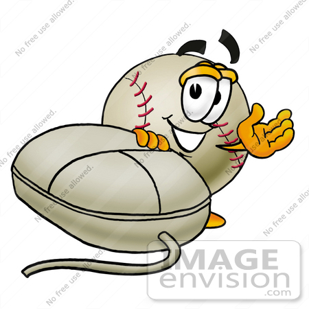 #22380 Clip art Graphic of a Baseball Cartoon Character With a Computer Mouse by toons4biz