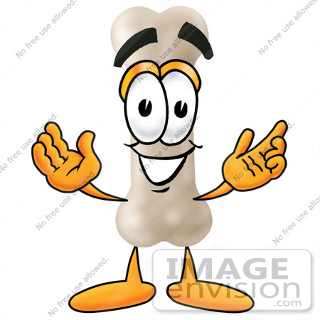 #22393 Clip art Graphic of a Bone Cartoon Character With Welcoming Open Arms by toons4biz