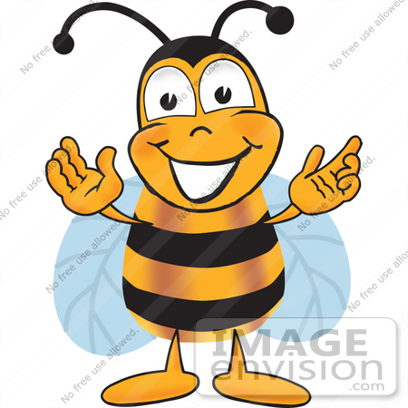 #22398 Clip art Graphic of a Honey Bee Cartoon Character With Welcoming Open Arms by toons4biz