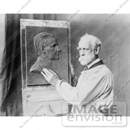 #2246 Henry K. Bush-Brown Creating Bas-Relief Portrait of Calvin Coolidge by JVPD