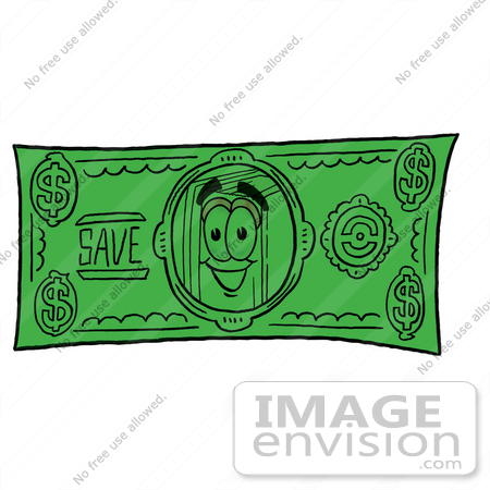 #22579 Clip Art Graphic of a Book Cartoon Character on a Dollar Bill by toons4biz