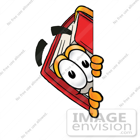 #22601 Clip Art Graphic of a Book Cartoon Character Peeking Around a Corner by toons4biz