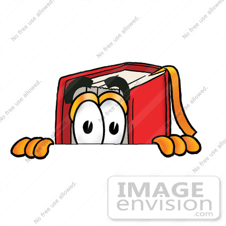 #22608 Clip Art Graphic of a Book Cartoon Character Peeking Over a Surface by toons4biz