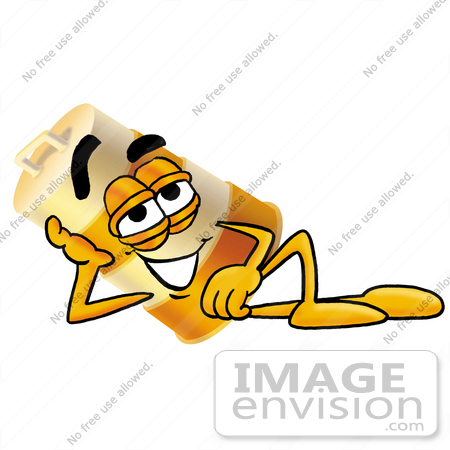 #22625 Clip art Graphic of a Construction Road Safety Barrel Cartoon Character Resting His Head on His Hand by toons4biz