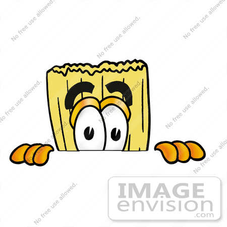 #22692 Clip Art Graphic of a Straw Broom Cartoon Character Peeking Over a Surface by toons4biz