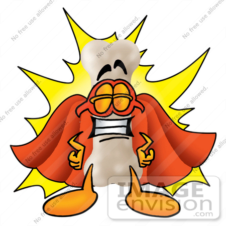 #22708 Clip art Graphic of a Bone Cartoon Character Dressed as a Super Hero by toons4biz