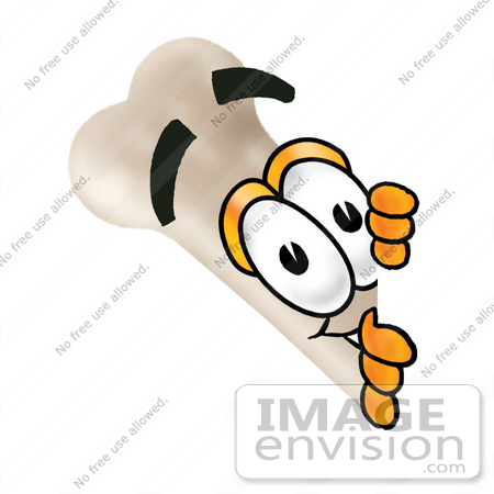 #22715 Clip art Graphic of a Bone Cartoon Character Peeking Around a Corner by toons4biz