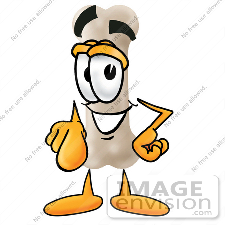 #22718 Clip art Graphic of a Bone Cartoon Character Pointing at the Viewer by toons4biz