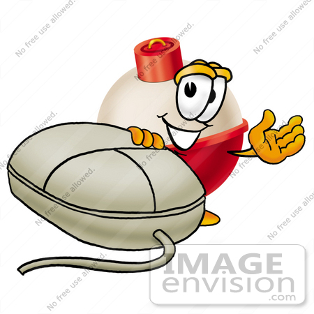 #22743 Clip art Graphic of a Fishing Bobber Cartoon Character With a Computer Mouse by toons4biz