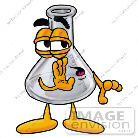#22800 Clip art Graphic of a Laboratory Flask Beaker Cartoon Character Whispering and Gossiping by toons4biz