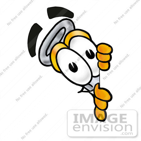 #22809 Clip art Graphic of a Laboratory Flask Beaker Cartoon Character Peeking Around a Corner by toons4biz