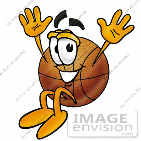 #22850 Clip art Graphic of a Basketball Cartoon Character Jumping by toons4biz