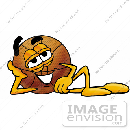 #22856 Clip art Graphic of a Basketball Cartoon Character Resting His Head on His Hand by toons4biz