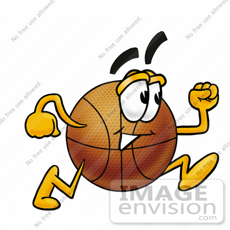 #22860 Clip art Graphic of a Basketball Cartoon Character Running by toons4biz