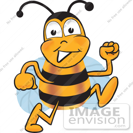 #22868 Clip art Graphic of a Honey Bee Cartoon Character Running by toons4biz