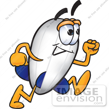 #22870 Clip art Graphic of a Dirigible Blimp Airship Cartoon Character Running by toons4biz