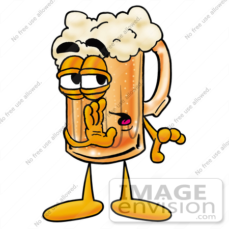 #22880 Clip art Graphic of a Frothy Mug of Beer or Soda Cartoon Character Whispering and Gossiping by toons4biz