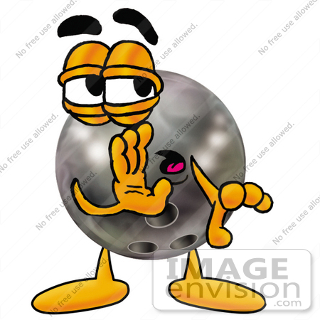 #22883 Clip Art Graphic of a Bowling Ball Cartoon Character Whispering and Gossiping by toons4biz