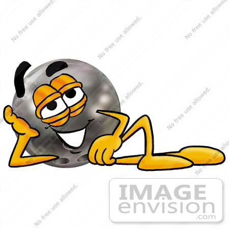 #22910 Clip Art Graphic of a Bowling Ball Cartoon Character Resting His Head on His Hand by toons4biz