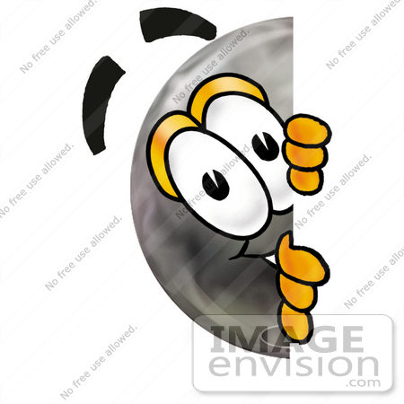 #22923 Clip Art Graphic of a Bowling Ball Cartoon Character Peeking Around a Corner by toons4biz