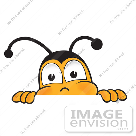 #23040 Clip art Graphic of a Honey Bee Cartoon Character Peeking Over a Surface by toons4biz