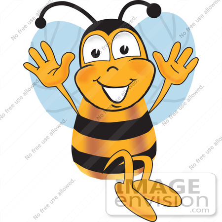 #23048 Clip art Graphic of a Honey Bee Cartoon Character Jumping by toons4biz