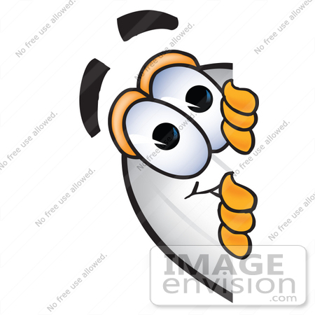 #23065 Clip art Graphic of a Dirigible Blimp Airship Cartoon Character Peeking Around a Corner by toons4biz