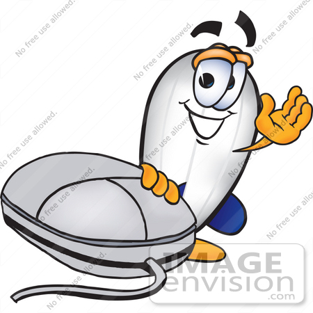 #23066 Clip art Graphic of a Dirigible Blimp Airship Cartoon Character With a Computer Mouse by toons4biz