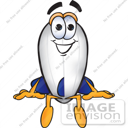 #23068 Clip art Graphic of a Dirigible Blimp Airship Cartoon Character Sitting by toons4biz