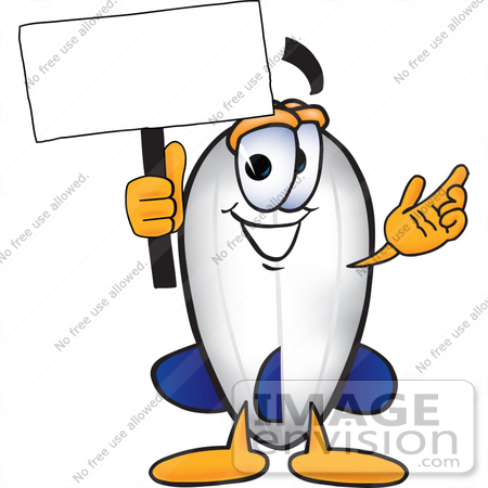 #23073 Clip art Graphic of a Dirigible Blimp Airship Cartoon Character Holding a Blank Sign by toons4biz