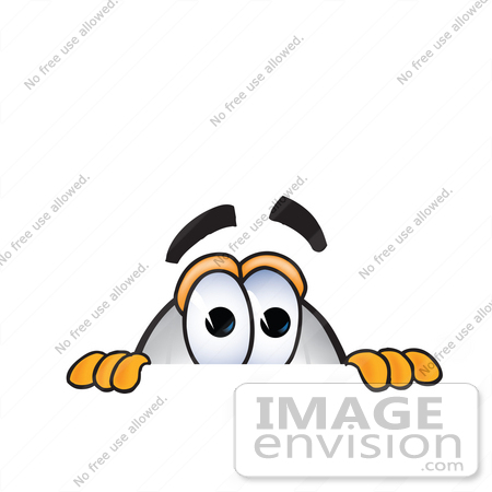 #23078 Clip art Graphic of a Dirigible Blimp Airship Cartoon Character Peeking Over a Surface by toons4biz