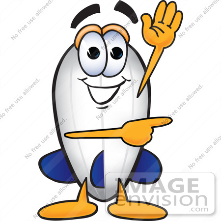 #23080 Clip art Graphic of a Dirigible Blimp Airship Cartoon Character Waving and Pointing by toons4biz