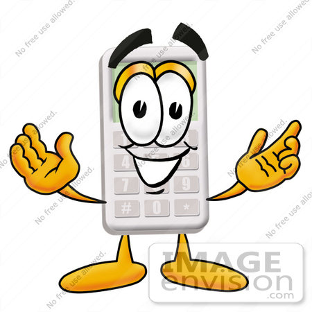 #23116 Clip Art Graphic of a Calculator Cartoon Character With Welcoming Open Arms by toons4biz