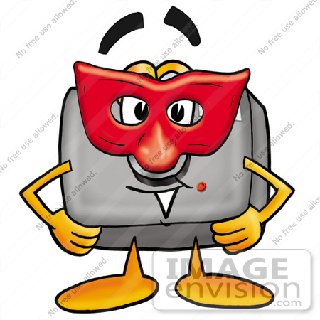 #23154 Clip Art Graphic of a Flash Camera Cartoon Character Wearing a Red Mask Over His Face by toons4biz